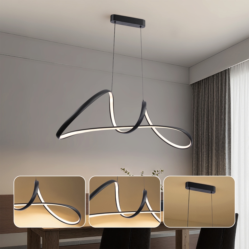 Brilagi - LED ściemnialny żyrandol na linkach TWISTER LED/60W/230V 3000-6000K czarny + pilot