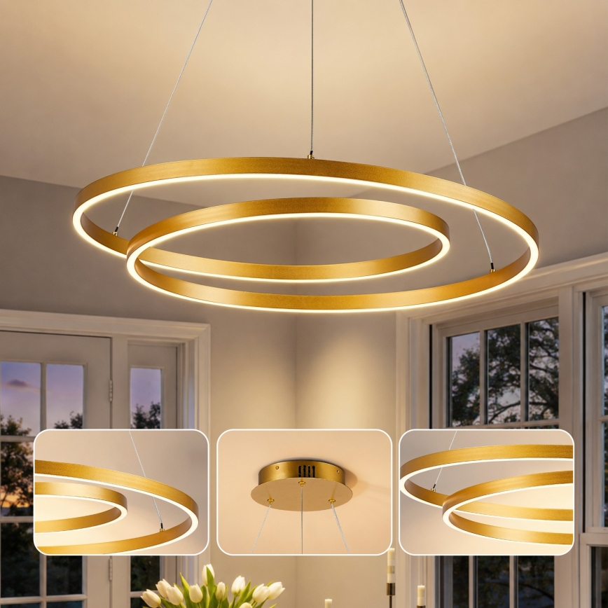 Brilagi - ściemnialny żyrandol na lince TWISTER LED/75W/230V 3000-6000K śr. 70 cm złoty + pilot zdalnego sterowania
