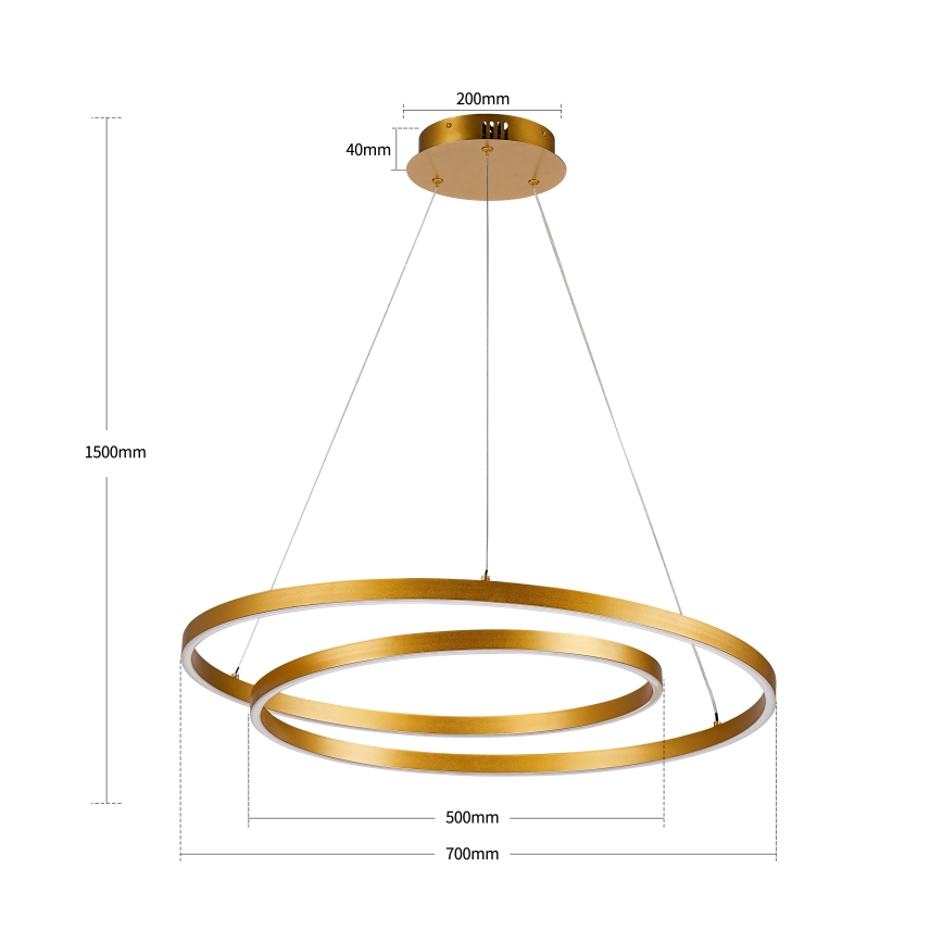 Brilagi - ściemnialny żyrandol na lince TWISTER LED/75W/230V 3000-6000K śr. 70 cm złoty + pilot zdalnego sterowania