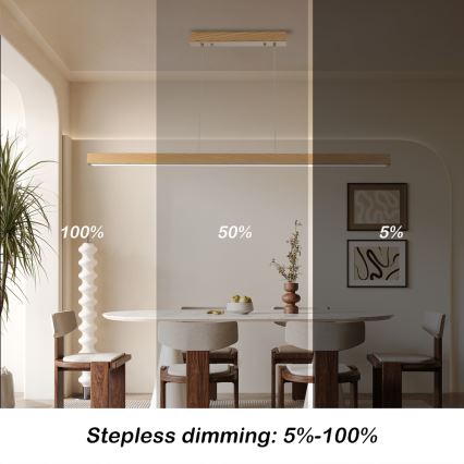 Brilagi - LED ściemnialny żyrandol na lince OAK SMART LED/30W/230V Wi-Fi Tuya dąb + pilot zdalnego sterowania
