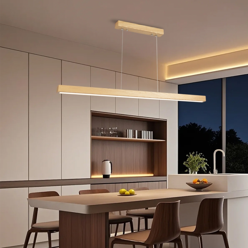 Brilagi - LED ściemnialny żyrandol na lince OAK SMART LED/30W/230V Wi-Fi Tuya dąb + pilot zdalnego sterowania