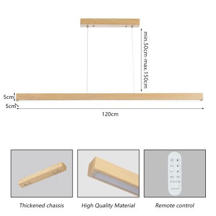 Brilagi - LED ściemnialny żyrandol na lince OAK SMART LED/30W/230V Wi-Fi Tuya dąb + pilot zdalnego sterowania