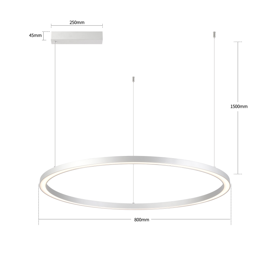 Brilagi - ściemnialny żyrandol LED na linkach PORTOFINO LED/60W/230V 3000-6000K Ø 80 cm srebrny + pilot zdalnego sterowania