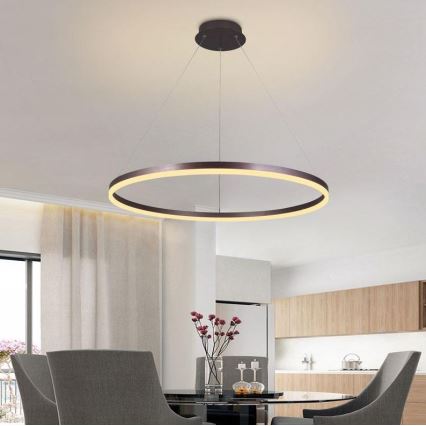 Brilagi - ściemnialna lampa wisząca na linkach CIRCLE LED/55W/230V 3000-6500K śr. 80 cm brązowa + pilot zdalnego sterowania