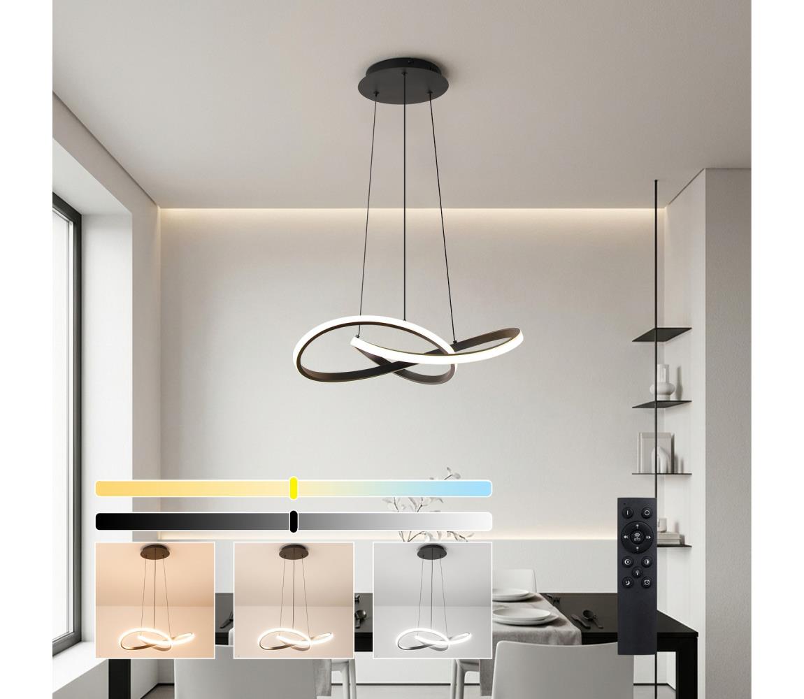 Brilagi - LED ściemnialna lampa wisząca na przewodzie INFINITY LED/55W/230V 50x50 cm czarna + pilot