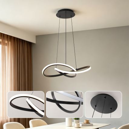 Brilagi - LED ściemnialny żyrandol na lince INFINITY LED/55W/230V 3000-6000K 50x50 cm czarny + pilot zdalnego sterowania