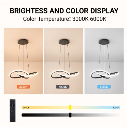 Brilagi - LED ściemnialny żyrandol na lince INFINITY LED/55W/230V 3000-6000K 50x50 cm czarny + pilot zdalnego sterowania