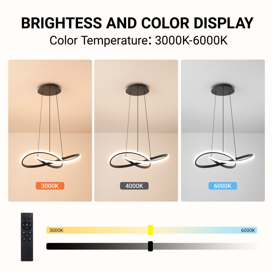 Brilagi - LED ściemnialny żyrandol na lince INFINITY LED/55W/230V 3000-6000K 50x50 cm czarny + pilot zdalnego sterowania