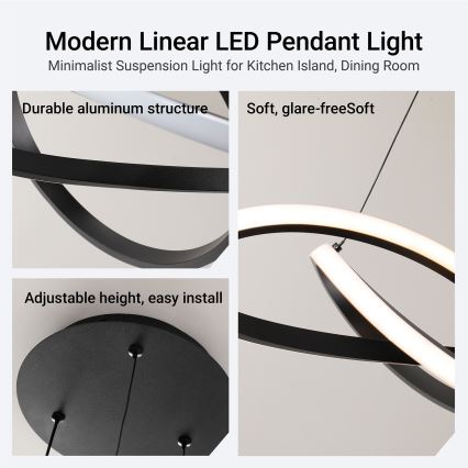 Brilagi - LED ściemnialny żyrandol na lince INFINITY LED/55W/230V 3000-6000K 50x50 cm czarny + pilot zdalnego sterowania