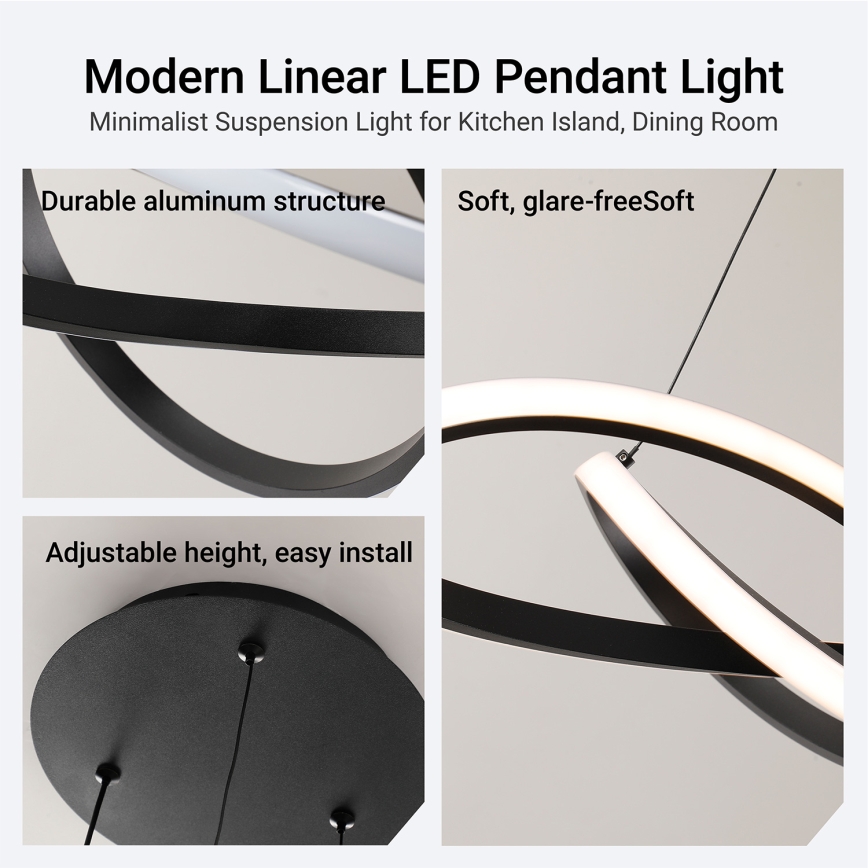 Brilagi - LED ściemnialny żyrandol na lince INFINITY LED/55W/230V 3000-6000K 50x50 cm czarny + pilot zdalnego sterowania