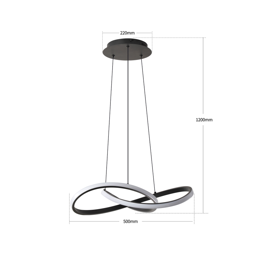 Brilagi - LED ściemnialny żyrandol na lince INFINITY LED/55W/230V 3000-6000K 50x50 cm czarny + pilot zdalnego sterowania