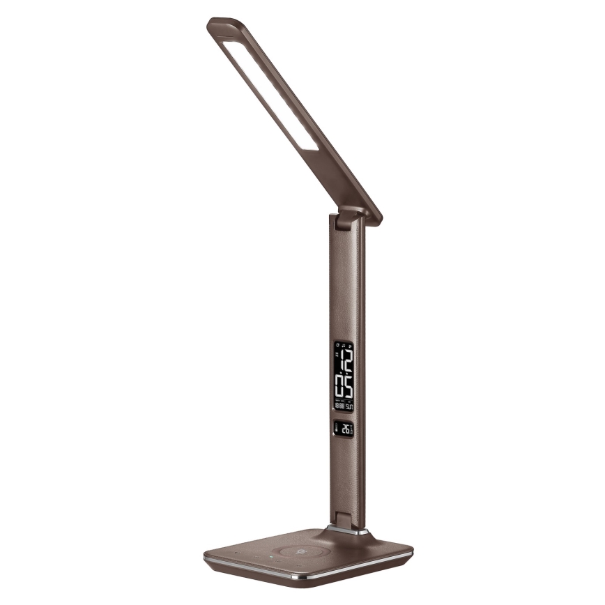Brilagi - ściemniana lampa stołowa LED z bezprzewodowym ładowaniem QI i USB REGINA LED/8,5W/230V brązowa