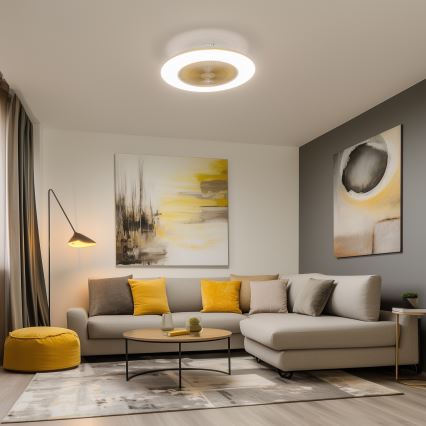 Brilagi - LED Lampa z regulacją jasności z wentylatorem AURA LED/38W/230V 3000-6000K złota + pilot zdalnego sterowania
