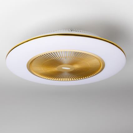 Brilagi - LED Lampa z regulacją jasności z wentylatorem AURA LED/38W/230V 3000-6000K złota + pilot zdalnego sterowania