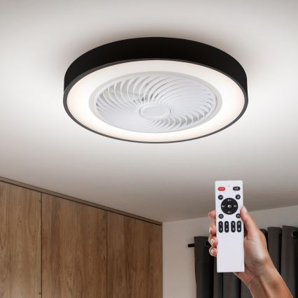 Brilagi - ściemnialna lampa sufitowa LED z wentylatorem LED/30W/230V 3000-6500K Ø 50 cm czarna + pilot