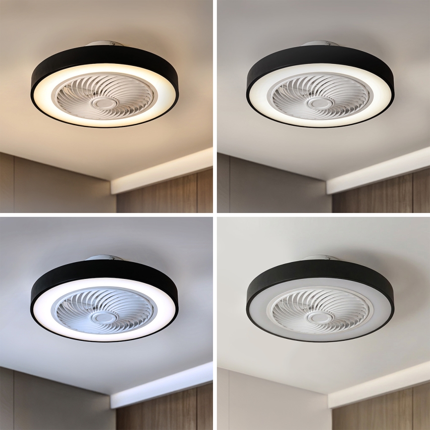 Brilagi - ściemnialna lampa sufitowa LED z wentylatorem LED/30W/230V 3000-6500K Ø 50 cm czarna + pilot