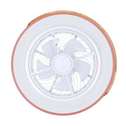 Brilagi - ściemnialna lampa sufitowa LED z wentylatorem LED/38W/230V 3000-6500K śr. 50 cm różowy/dąb + zdalne sterowanie
