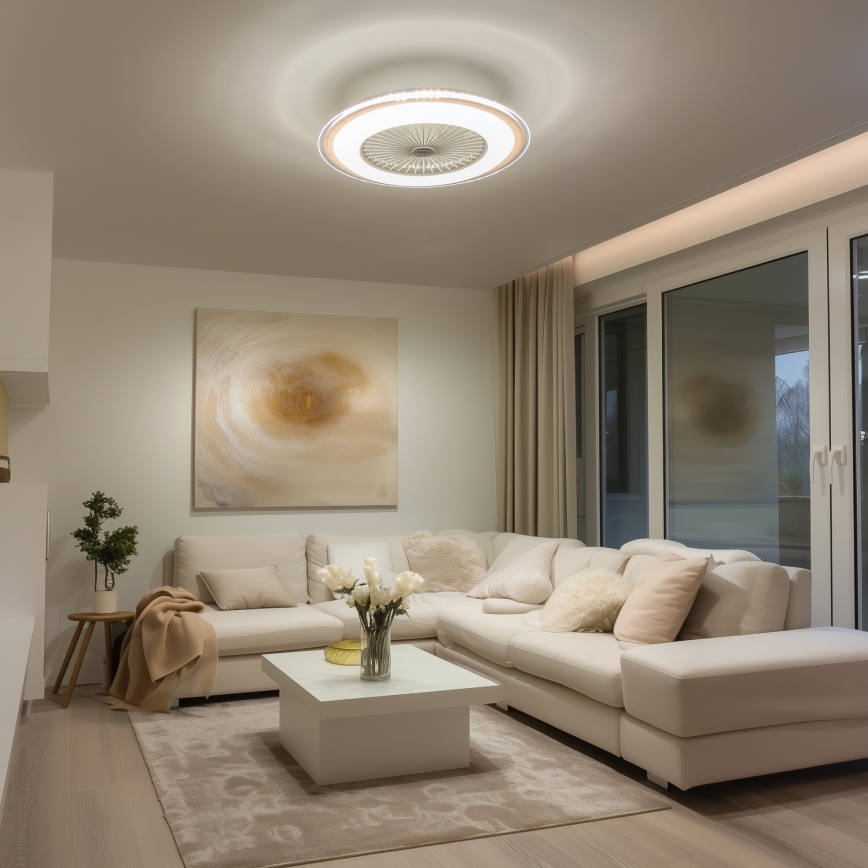 Brilagi - LED Lampa z regulacją jasności z wentylatorem RONDA LED/48W/230V 3000-6000K biała + pilot zdalnego sterowania