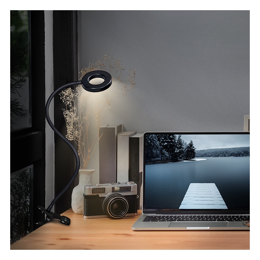 Brilagi -LED ściemnialna lampa zaciskowa ORBELA LED/8W/5V 3000/4000/5000K czarna