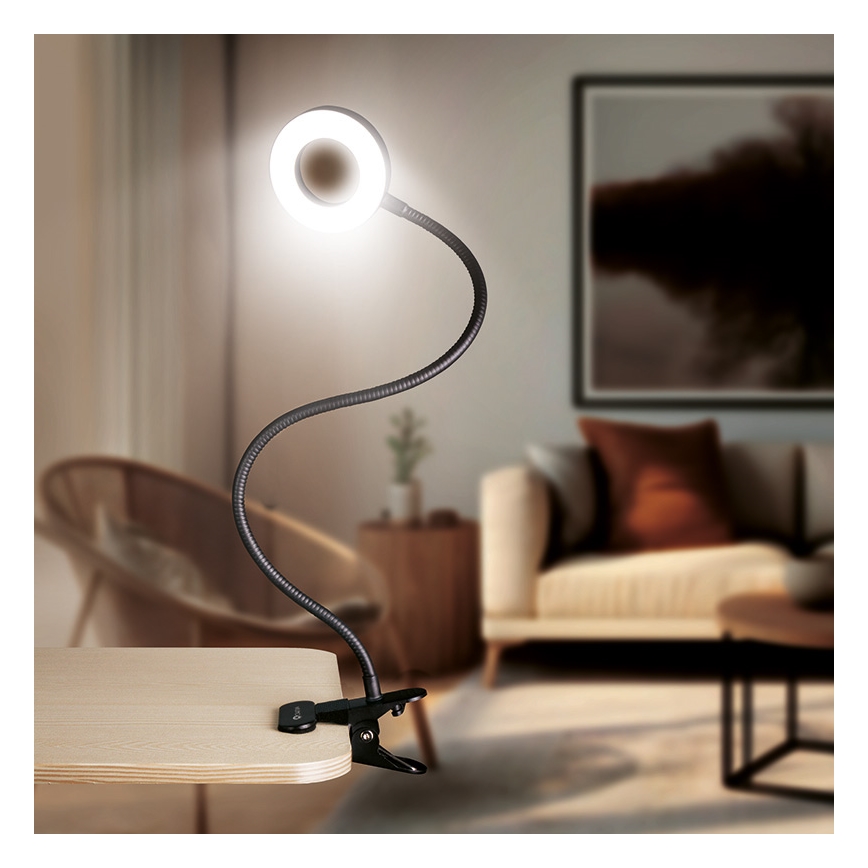 Brilagi -LED ściemnialna lampa zaciskowa ORBELA LED/8W/5V 3000/4000/5000K czarna