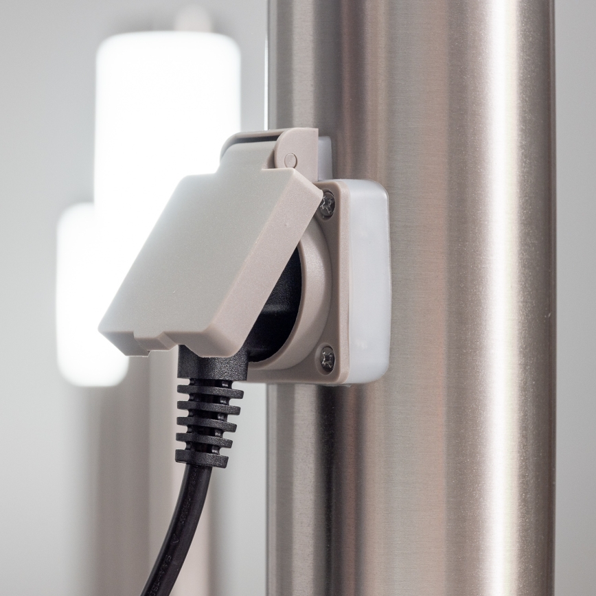 BRILAGI - ściemnialna zewnętrzna lampa LED z gniazdkiem ELIA 1xE27/6W/230V 2700-6500K IP44 Wi-Fi 50 cm matowy chrom
