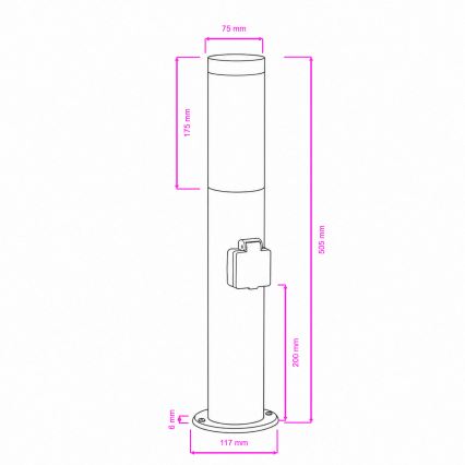 BRILAGI - ściemnialna zewnętrzna lampa LED z gniazdkiem ELIA 1xE27/6W/230V 2700-6500K IP44 Wi-Fi 50 cm matowy chrom