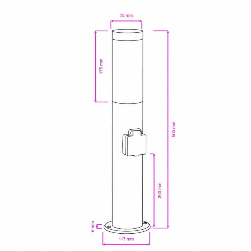 BRILAGI - ściemnialna zewnętrzna lampa LED z gniazdkiem ELIA 1xE27/6W/230V 2700-6500K IP44 Wi-Fi 50 cm matowy chrom