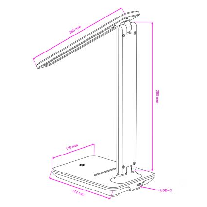 Brilagi - LED ściemnialna lampka biurkowa MODO LED/7W/230V 3000/4000/6500K czarna