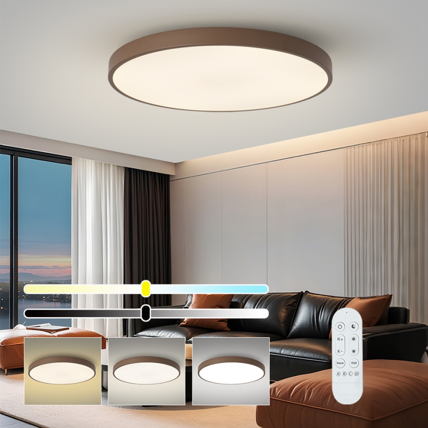 Brilagi - Ściemnialna oprawa LED POOL SMART LED/128W/230V, średnica 100 cm, 3000-6000K, Wi-Fi Tuya + pilot zdalnego sterowania, brązowy