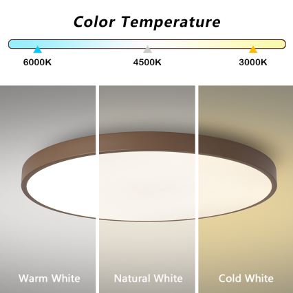 Brilagi - Ściemnialna oprawa LED POOL SMART LED/128W/230V, średnica 100 cm, 3000-6000K, Wi-Fi Tuya + pilot zdalnego sterowania, brązowy