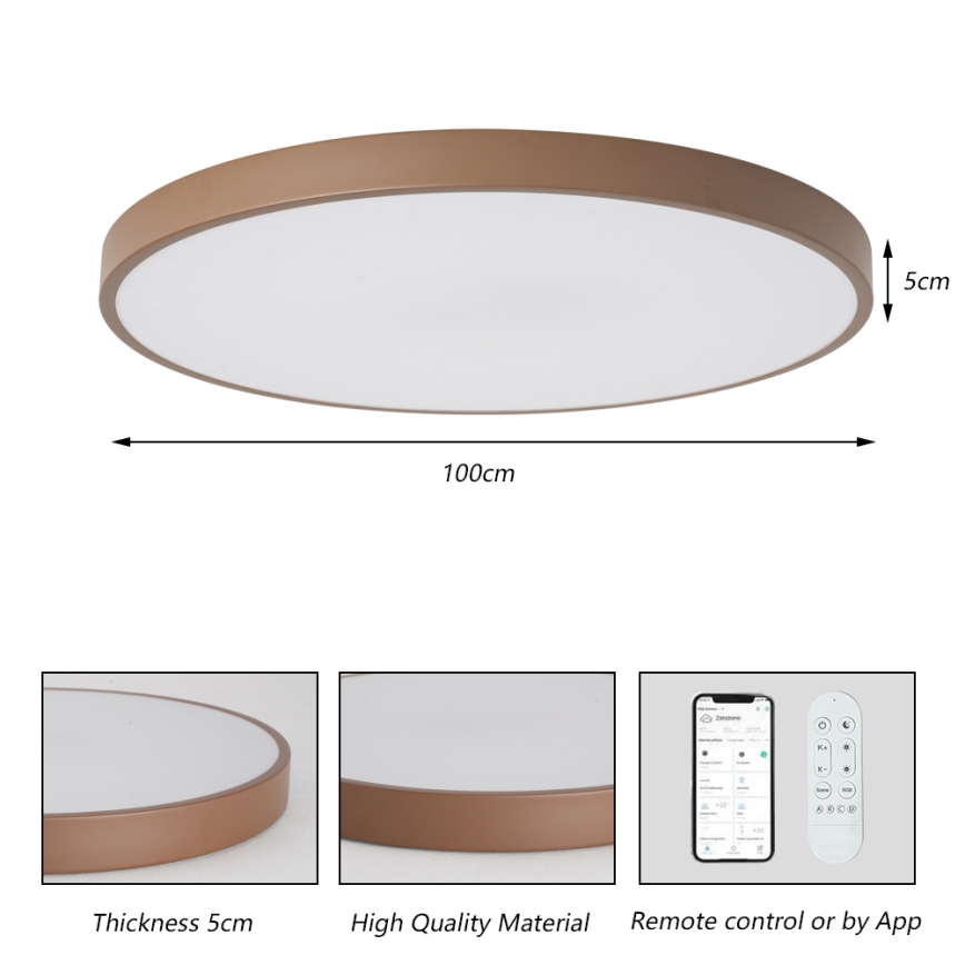 Brilagi - Ściemnialna oprawa LED POOL SMART LED/128W/230V, średnica 100 cm, 3000-6000K, Wi-Fi Tuya + pilot zdalnego sterowania, brązowy