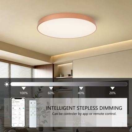 Brilagi - LED ściemnialna lampa sufitowa POOL SMART LED/100W/230V 3000-6000K śr. 80 cm Wi-Fi Tuya brązowa + pilot zdalnego sterowania
