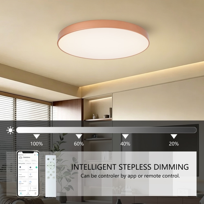 Brilagi - LED ściemnialna lampa sufitowa POOL SMART LED/100W/230V 3000-6000K śr. 80 cm Wi-Fi Tuya brązowa + pilot zdalnego sterowania