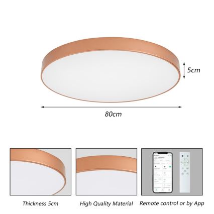 Brilagi - LED ściemnialna lampa sufitowa POOL SMART LED/100W/230V 3000-6000K śr. 80 cm Wi-Fi Tuya brązowa + pilot zdalnego sterowania