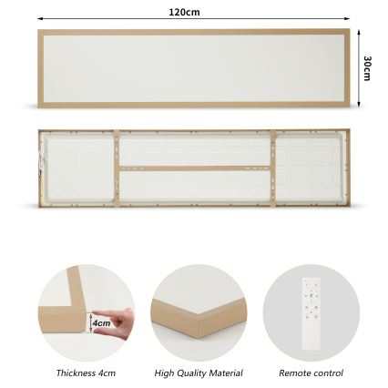 Brilagi - LED ściemnialna łazienkowa lampa sufitowa FRAME SMART LED/50W/230V 120x30 cm 3000-6000K IP44 beżowa + pilot zdalnego sterowania