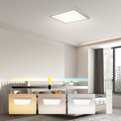 Brilagi - Ściemnialna sufitowa lampa łazienkowa FRAME SMART LED/50W/230V 60x60 cm 3000-6000K IP44 srebrna + pilot zdalnego sterowania