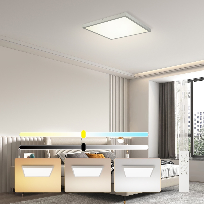 Brilagi - Ściemnialna sufitowa lampa łazienkowa FRAME SMART LED/50W/230V 60x60 cm 3000-6000K IP44 srebrna + pilot zdalnego sterowania
