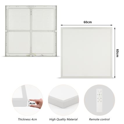 Brilagi - Ściemnialna sufitowa lampa łazienkowa FRAME SMART LED/50W/230V 60x60 cm 3000-6000K IP44 srebrna + pilot zdalnego sterowania