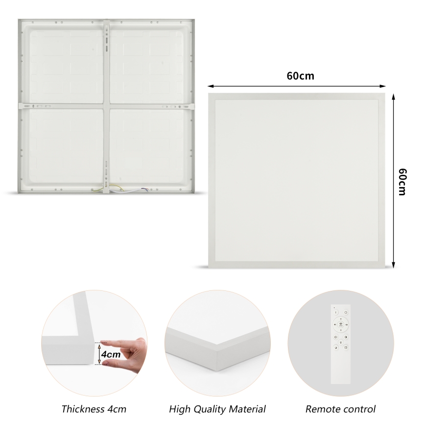 Brilagi - Ściemnialna sufitowa lampa łazienkowa FRAME SMART LED/50W/230V 60x60 cm 3000-6000K IP44 srebrna + pilot zdalnego sterowania