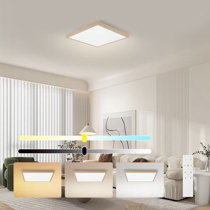 Brilagi - ściemnialna lampa sufitowa LED do łazienki FRAME SMART LED/50W/230V 60x60 cm 3000-6000K IP44 beżowa + pilot zdalnego sterowania