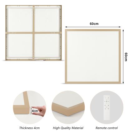 Brilagi - ściemnialna lampa sufitowa LED do łazienki FRAME SMART LED/50W/230V 60x60 cm 3000-6000K IP44 beżowa + pilot zdalnego sterowania