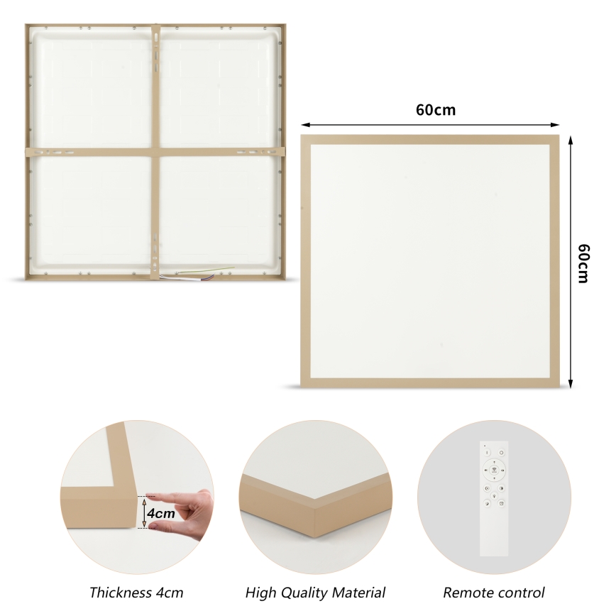 Brilagi - ściemnialna lampa sufitowa LED do łazienki FRAME SMART LED/50W/230V 60x60 cm 3000-6000K IP44 beżowa + pilot zdalnego sterowania