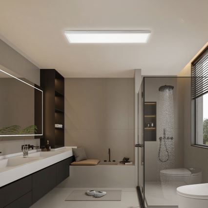 Brilagi - ściemnialna oprawa sufitowa LED do łazienki FRAME SMART LED/50W/230V 120x30 cm 3000-6000K IP44 biała + pilot zdalnego sterowania