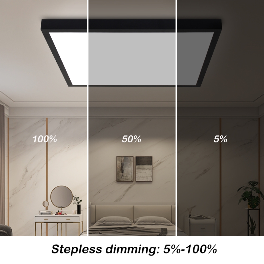 Brilagi - LED ściemnialna lampa sufitowa do łazienki FRAME SMART LED/50W/230V 60x60 cm 3000-6000K IP44 czarna + pilot zdalnego sterowania