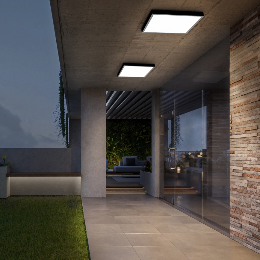 Brilagi - LED ściemnialna lampa sufitowa do łazienki FRAME SMART LED/50W/230V 60x60 cm 3000-6000K IP44 czarna + pilot zdalnego sterowania