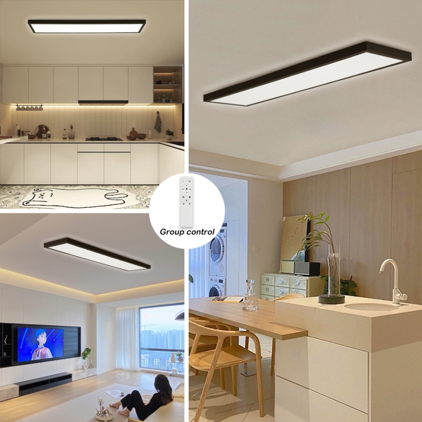 Brilagi - Ściemnialna sufitowa lampa łazienkowa LED FRAME SMART LED/50W/230V 120x30 cm 3000-6000K IP44 czarna + pilot zdalnego sterowania
