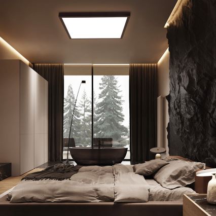 Brilagi - Ściemnialna oprawa sufitowa LED do łazienki FRAME SMART LED/50W/230V 60x60 cm 3000-6000K IP44 czarna + pilot zdalnego sterowania
