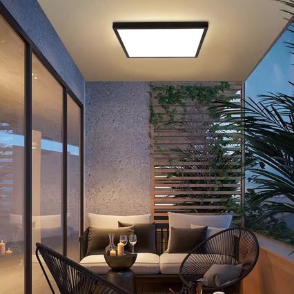 Brilagi - Ściemnialna oprawa sufitowa LED do łazienki FRAME SMART LED/50W/230V 60x60 cm 3000-6000K IP44 czarna + pilot zdalnego sterowania