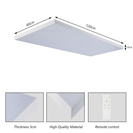 Brilagi - LED ściemnialna oprawa sufitowa do łazienki FRAME SMART LED/96W/230V 120x60 cm 3000-6000K IP44 biały + zdalne sterowanie
