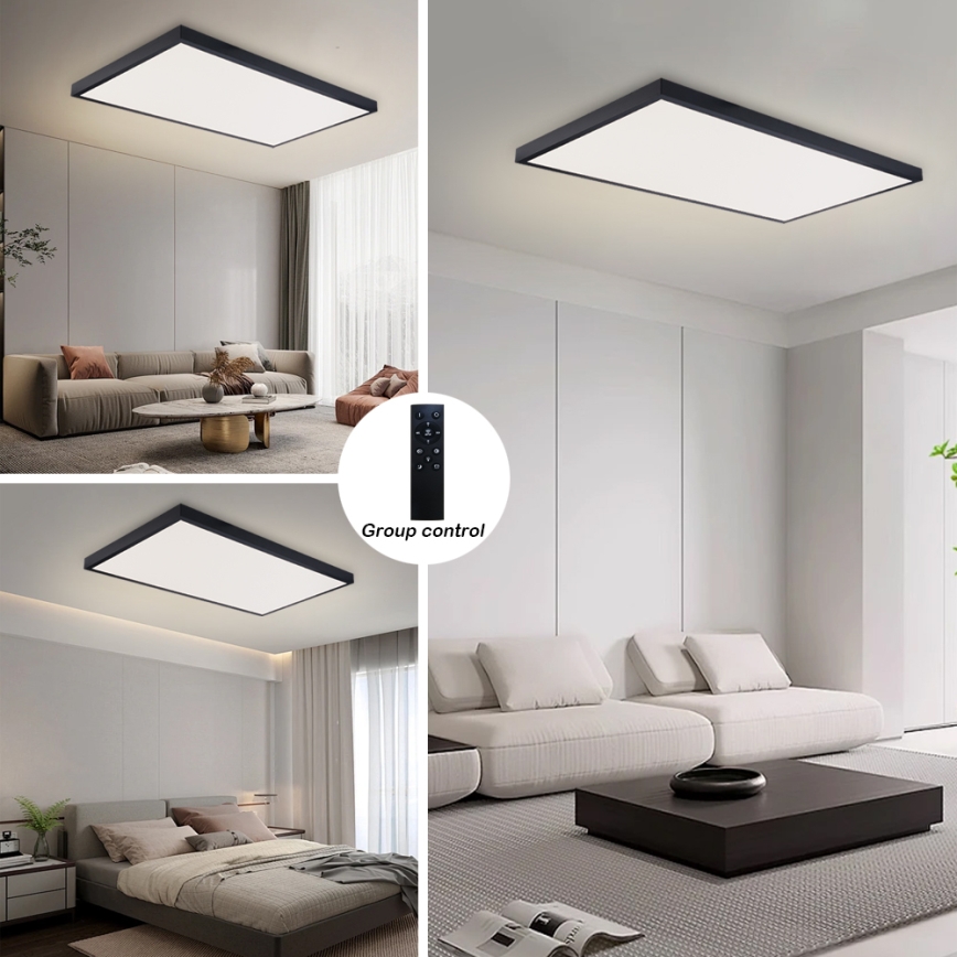 Brilagi - LED ściemnialny plafon łazienkowy FRAME SMART LED/96W/230V 120x60 cm 3000-6000K IP44 czarny + pilot zdalnego sterowania